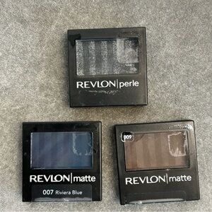 Revlon Matte Perle Eyeshadow Trio Riviera Blue Rich Sable Brown Black Galaxy